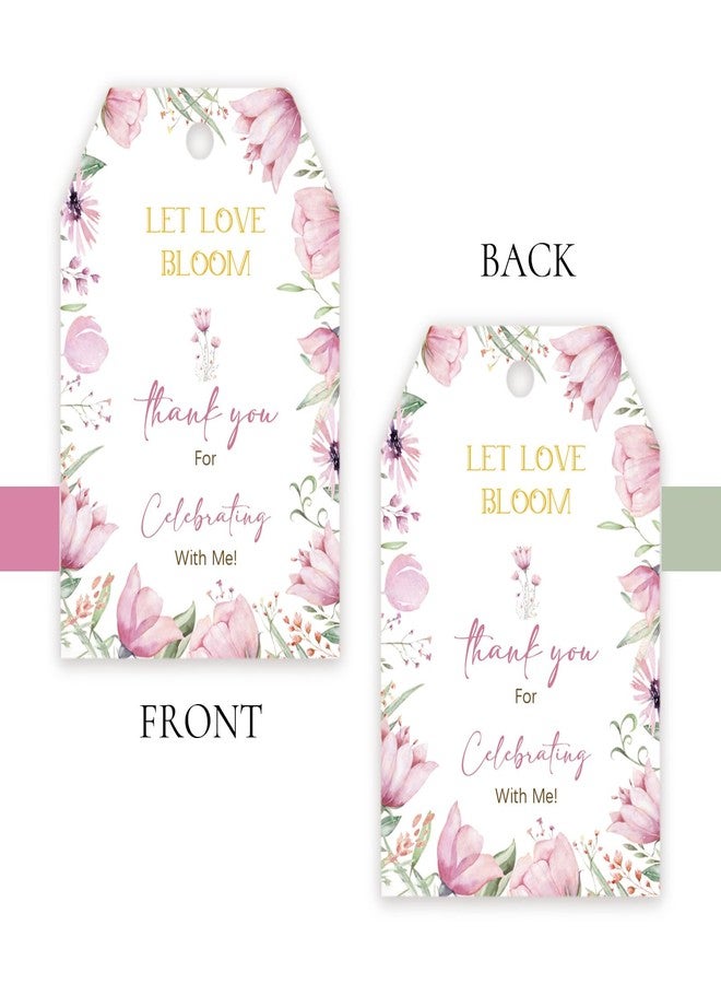 FORSHEEP 50pcs Floral Thank You Tags, Violet Gift Tag with String for Wedding Party, Thank You Paper Tags for Flower Themed Bridal Shower/Birthday Party Favors - Image 4